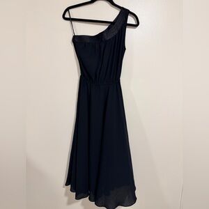 VINTAGE 70S PIERRE CARDIN BOUTIQUE ONE SHOULDER black COCKTAIL DRESS Size 6